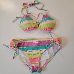 Lascana 34 A/B Size 10 Bikini Set Multi Stripe
